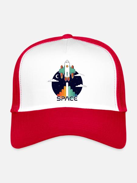 Space and retro - Trucker Cap - white/red - Front