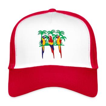 Parrot T-Shirt worn by Freddie - Trucker Cap - white/red - Front