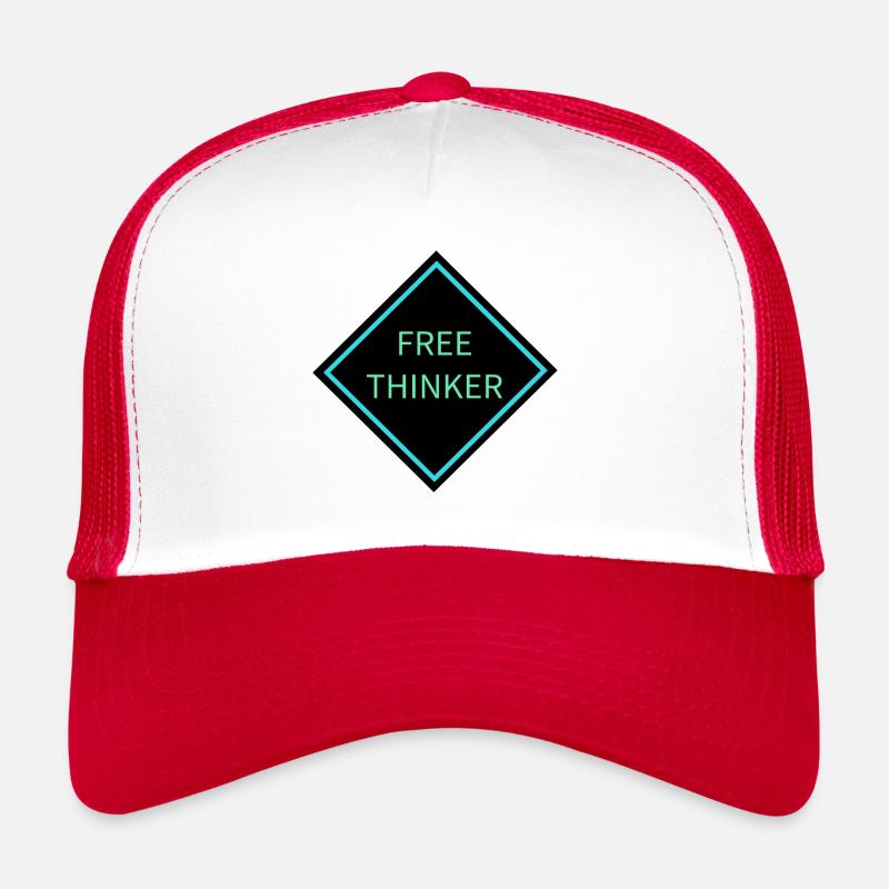 Signe d’avertissement Free Thinker - Casquette trucker  - blanc/rouge