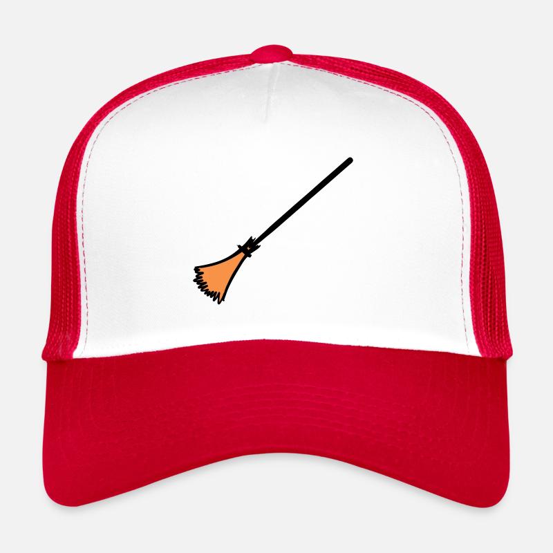 Broom, hand-drawn: cleaning lady, garbage man. Trucker Cap