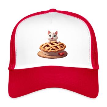 Angora Cat on Apple Pie - Trucker Cap - white/red - Front