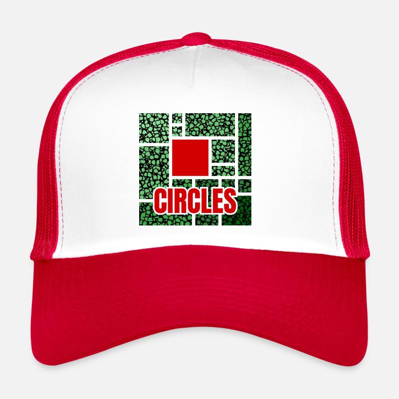 Abstraction tachetée de vert - Casquette trucker  - blanc/rouge
