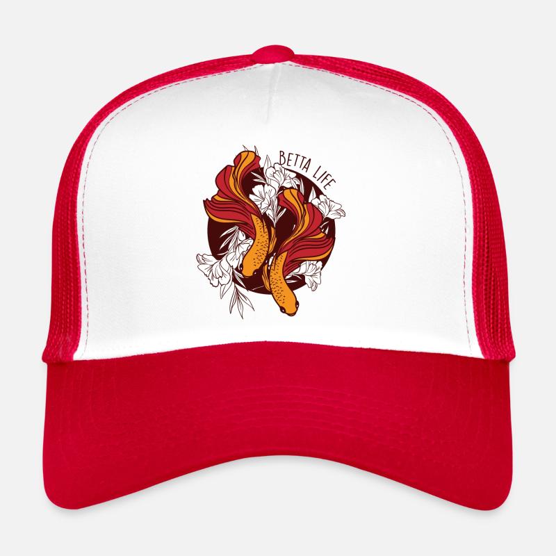 Siamesischer Kampffisch Betta Life - Trucker Cap - Weiß/Rot