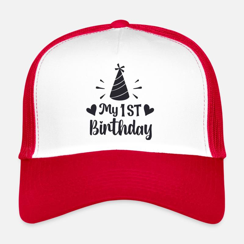 Mein 1. Geburtstag - Trucker Cap - Weiß/Rot