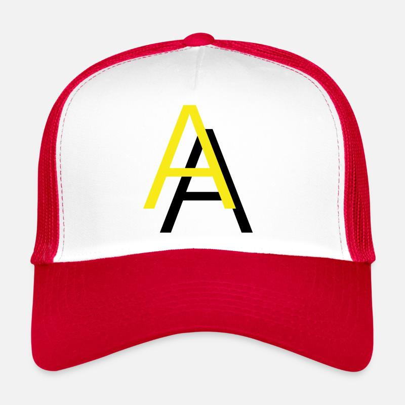 AA gelb schwarz Buchstaben Letters - Trucker Cap - Weiß/Rot