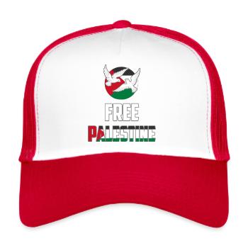 FREE PALESTINE PALESTINA GAZA - Casquette trucker  - blanc/rouge - Devant