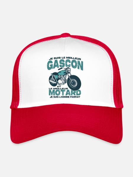 Le meilleur motard et le meilleur gascon - Casquette trucker  - blanc/rouge - Devant