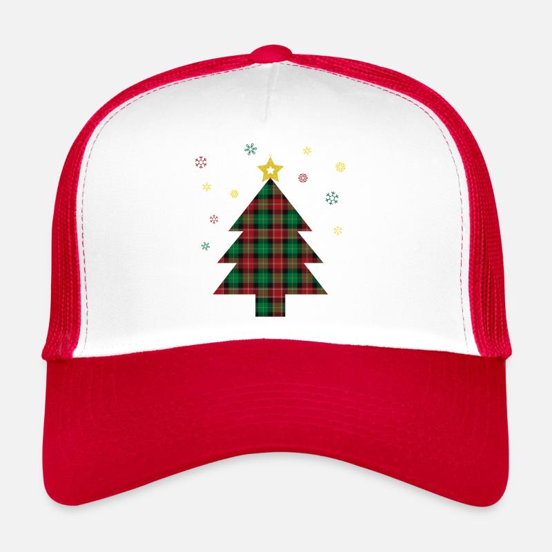 Christmas tree plaid print Trucker Cap
