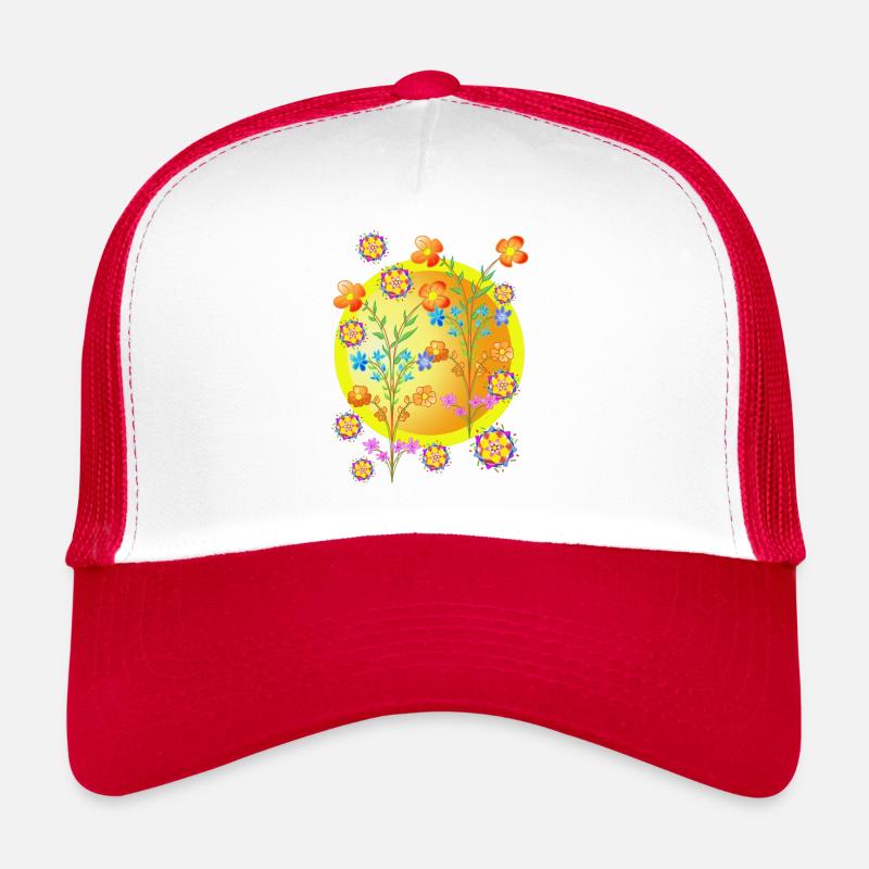 Fleurs en bouquet. Casquette trucker 
