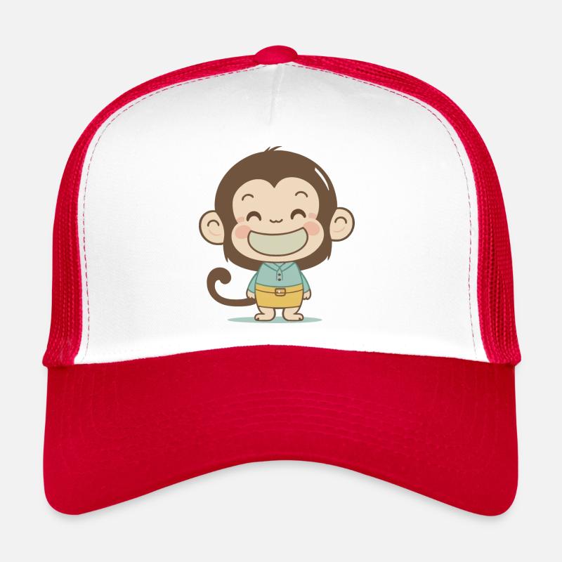 Monkey - Trucker Cap - white/red