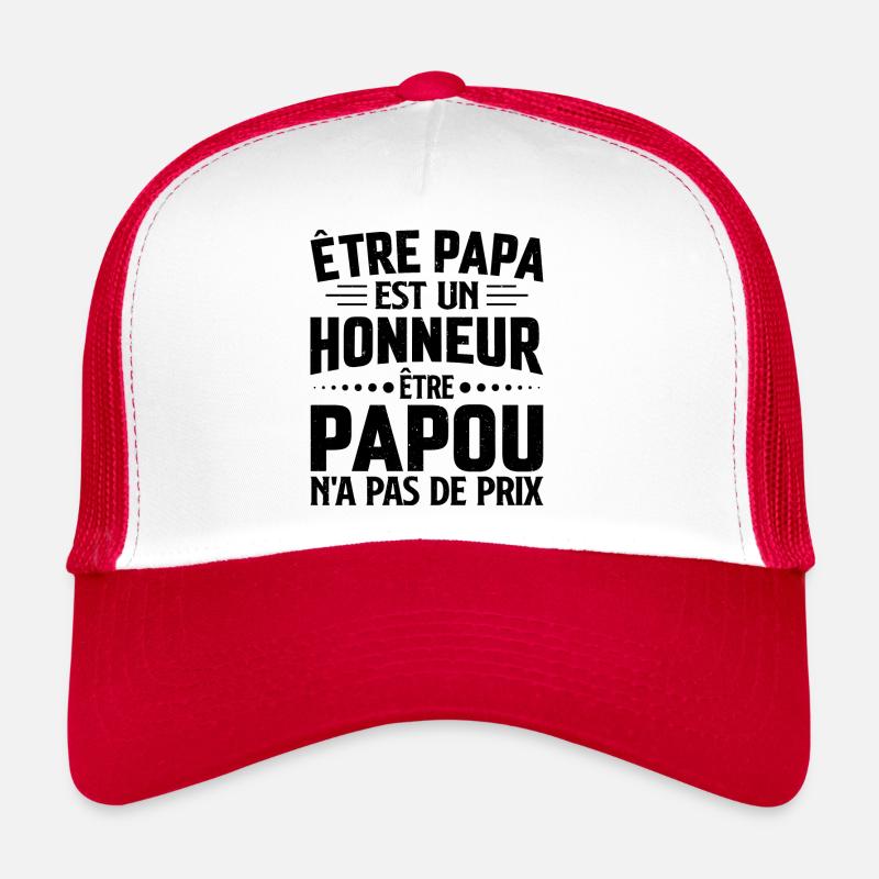 Être Papou n'a pas de Prix Cadeau Papy - Casquette trucker  - blanc/rouge