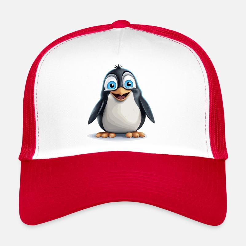 the radiant penguin - Trucker Cap - white/red