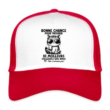 Idée Cadeau Départ Collègue De Travail Humour - Casquette trucker  - blanc/rouge - Devant