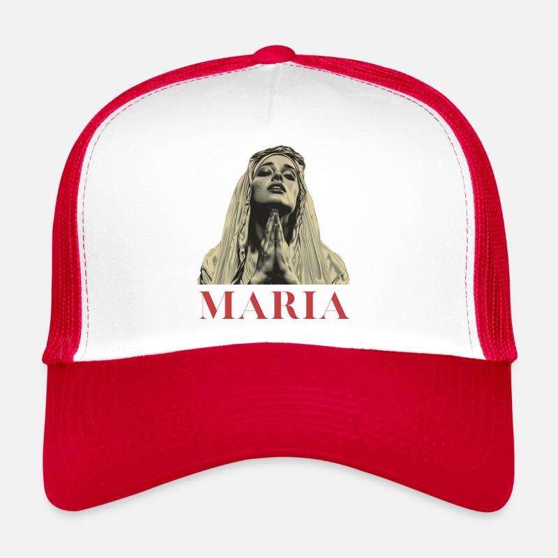 Maria - Trucker Cap - Weiß/Rot