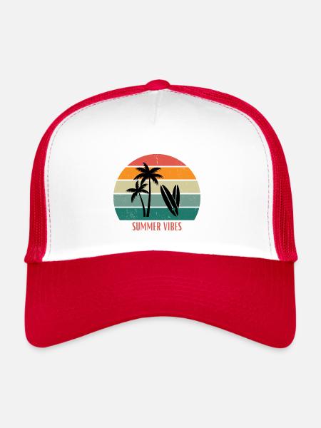 Ambiance estivale - Casquette trucker  - blanc/rouge - Devant