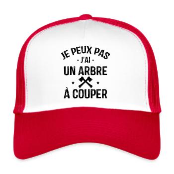 Je Peux Pas J'ai Un Arbre à Couper - Casquette trucker  - blanc/rouge - Devant