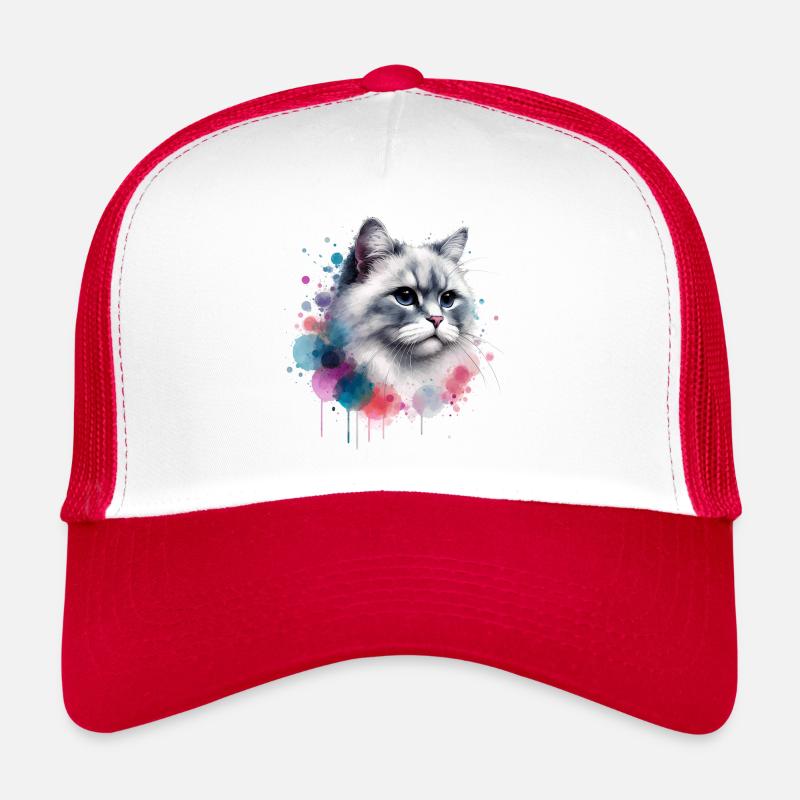 Aquarelle Tête de chat Casquette trucker 