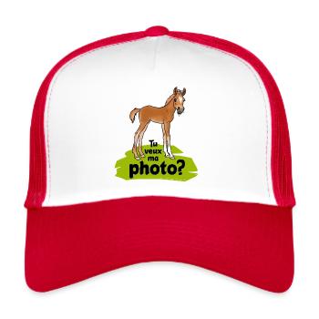 Poulain: Willst du mein Bild? - Trucker Cap - Weiß/Rot - Vorne