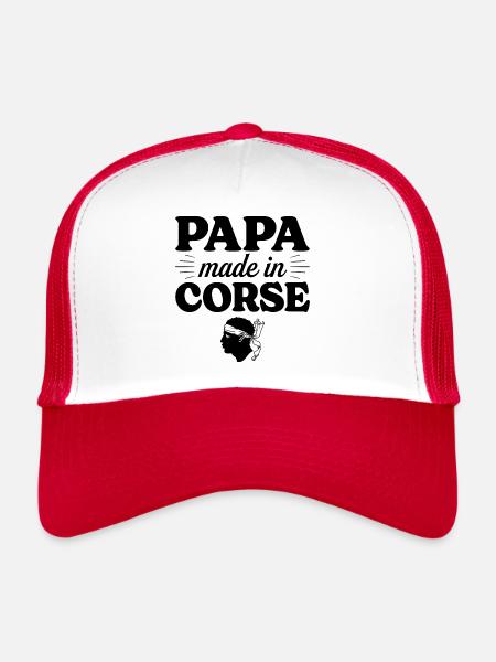 Papa Made In Corse - Homme Papa Corse - Casquette trucker  - blanc/rouge - Devant