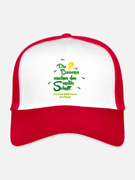 Agriculteur Agriculteurs Tracteurs agricoles - Casquette trucker  - blanc/rouge - Devant