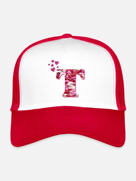 herzen t - Casquette trucker  - blanc/rouge - Devant
