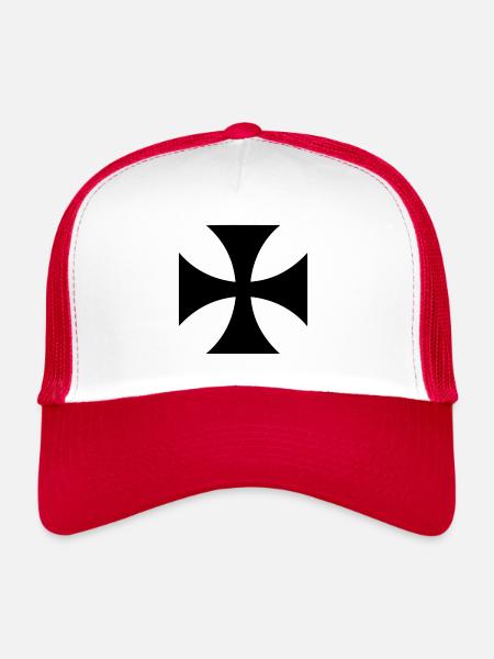 Croix des Templiers noirs - Casquette trucker  - blanc/rouge - Devant