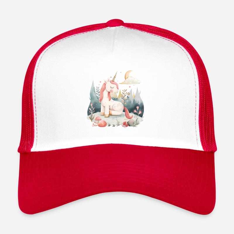Ein niedliches Märchen-Einhorn - Trucker Cap - Weiß/Rot
