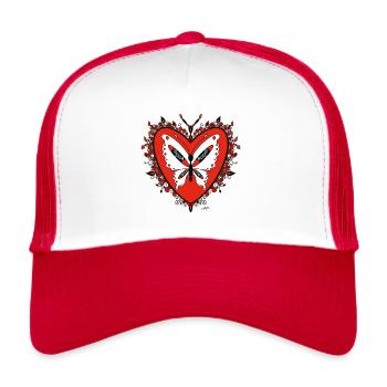Coeur Rouge&Noir - Casquette trucker  - blanc/rouge - Devant