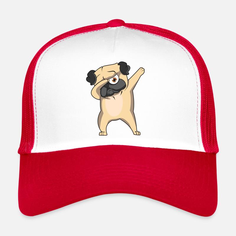 Dabbing Mops Cartoon - Trucker Cap - Weiß/Rot