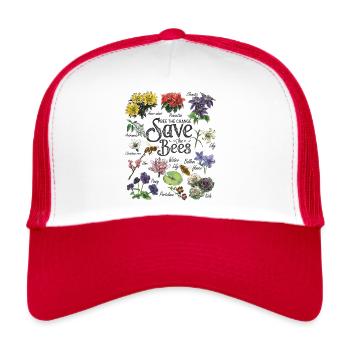 Save the Bees Art Gift - Trucker Cap - Weiß/Rot - Vorne