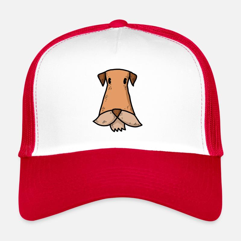 Bande dessinée d'Airedale Terrier - Casquette trucker - blanc/rouge