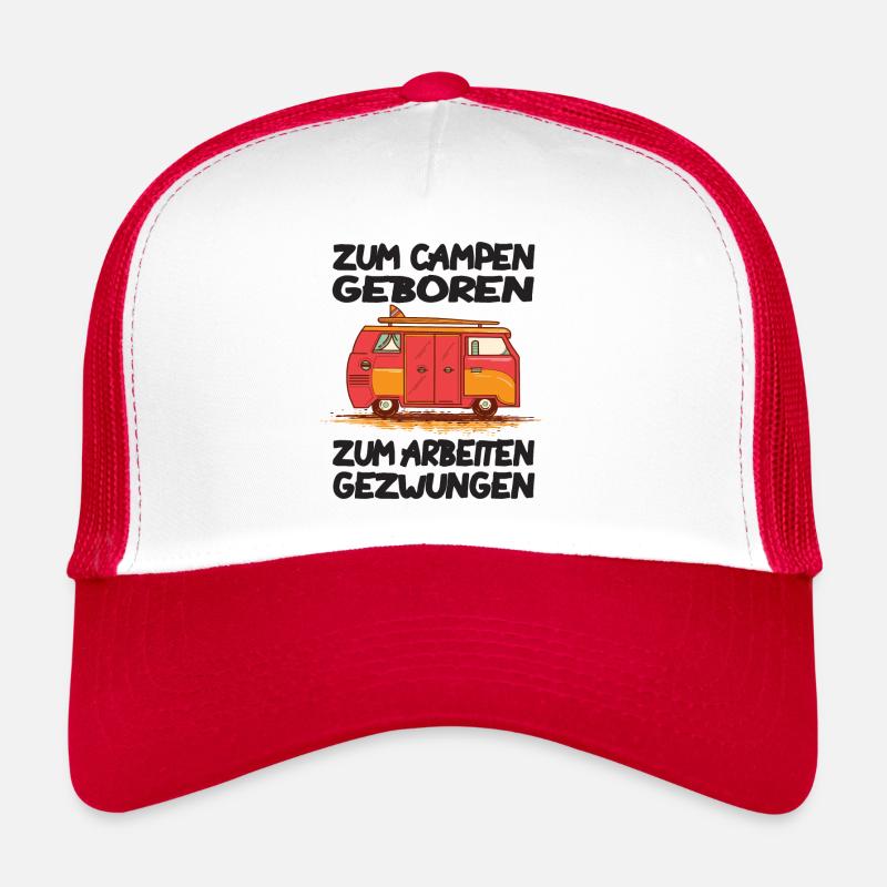 wohnwagen camper campen camping - Trucker Cap - Weiß/Rot