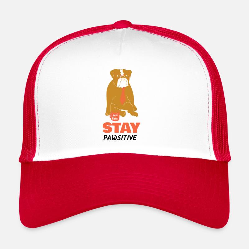 Dog Stay Pawsitive Fun Geschenk - Trucker Cap - Weiß/Rot