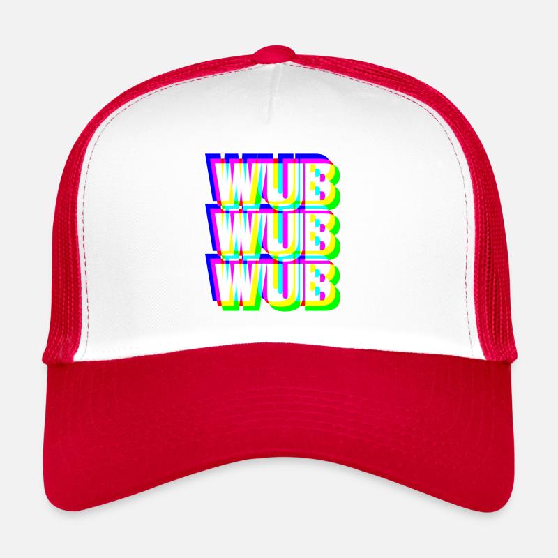WUB WUB Dubstep Techno Rave Headbanger DJ Geschenk - Trucker Cap - Weiß/Rot