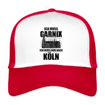 Kölner Dom Köln Karneval Jeck Kölle Alaaf Geschenk - Trucker Cap - Weiß/Rot - Vorne