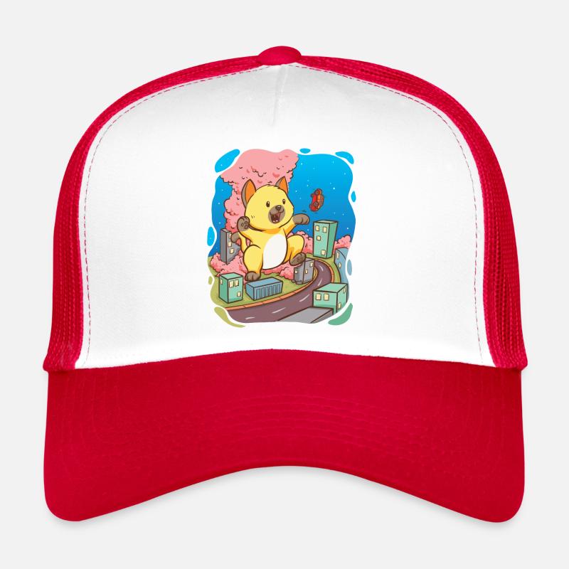 Chat mignon jouant avec des voitures et des maisons Casquette trucker 