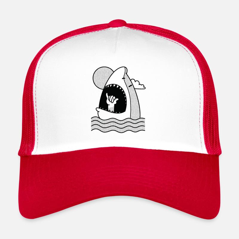 Sharke isst eine Hand Bestes Geschenk - Trucker Cap - Weiß/Rot