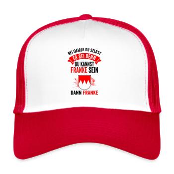 Franke Fränkisch Oberfranken Unterfranken Lustig - Trucker Cap - Weiß/Rot - Vorne