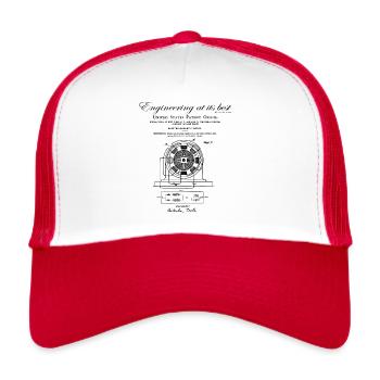 Nikola Tesla / Electro Magnetic Motor - Trucker Cap - white/red - Front