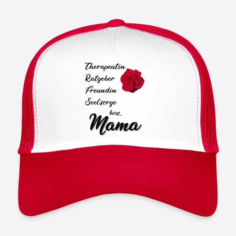 Muttertags Rose, Mama ich liebe dich - Trucker Cap - Weiß/Rot