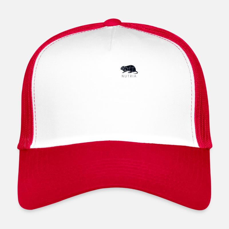 Nutria Logo Emblem Biber Biberratte Sumpfbiber - Trucker Cap - Weiß/Rot