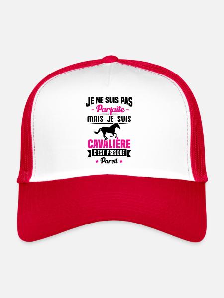 Je ne suis pas parfaite mais je suis cavalière - Casquette trucker  - blanc/rouge - Devant