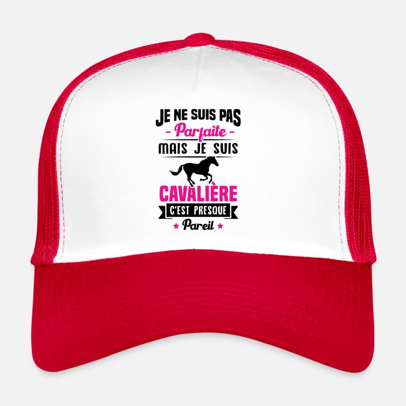 Je ne suis pas parfaite mais je suis cavalière - Casquette trucker  - blanc/rouge