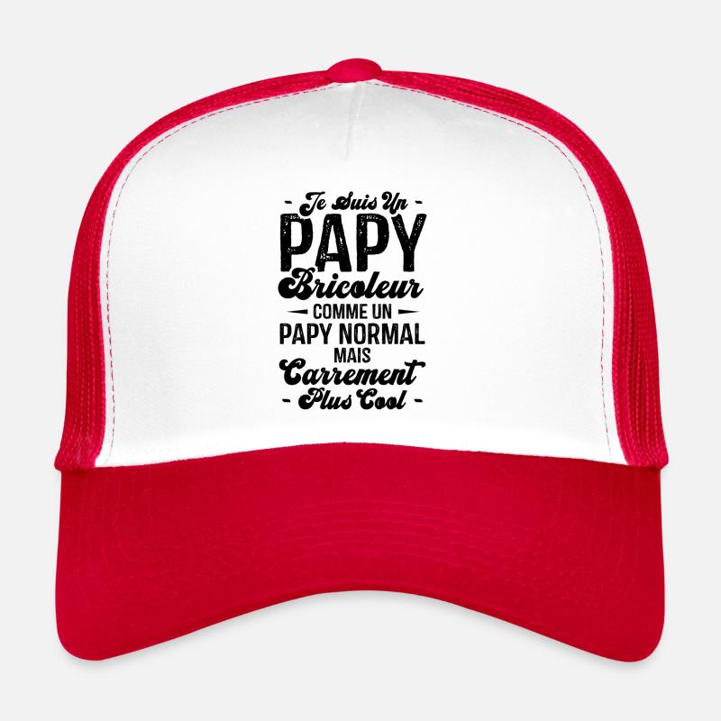 Papy bricoleur comme un papy normal - Casquette trucker  - blanc/rouge