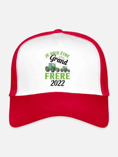 Je Vais Être Grand Frère 2022 - Casquette trucker  - blanc/rouge - Devant