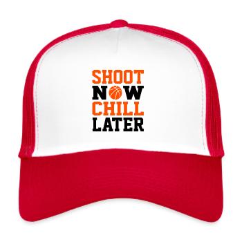 Basketball Shoot Now Chill Later Basketball Fan - Trucker Cap - white/red - Front