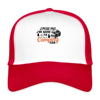 Je Peux Pas Je Me Barre En Camping Car - Casquette trucker  - blanc/rouge - Devant