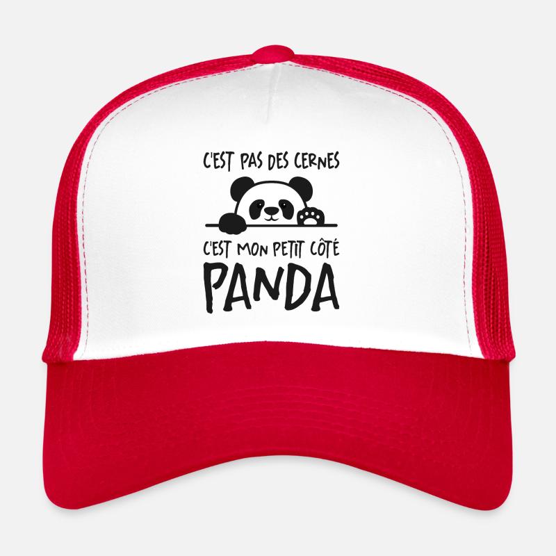 C'est Pas Des Cernes Citation Idée Cadeau Panda - Casquette trucker  - blanc/rouge