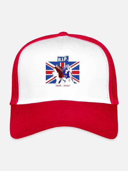 RIP - La reine Elizabeth II - La fin d’une époque - Casquette trucker  - blanc/rouge - Devant