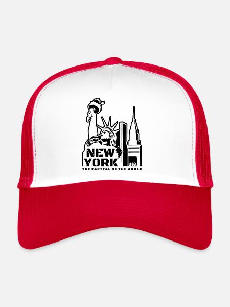 New York, NY - Casquette trucker  - blanc/rouge - Devant